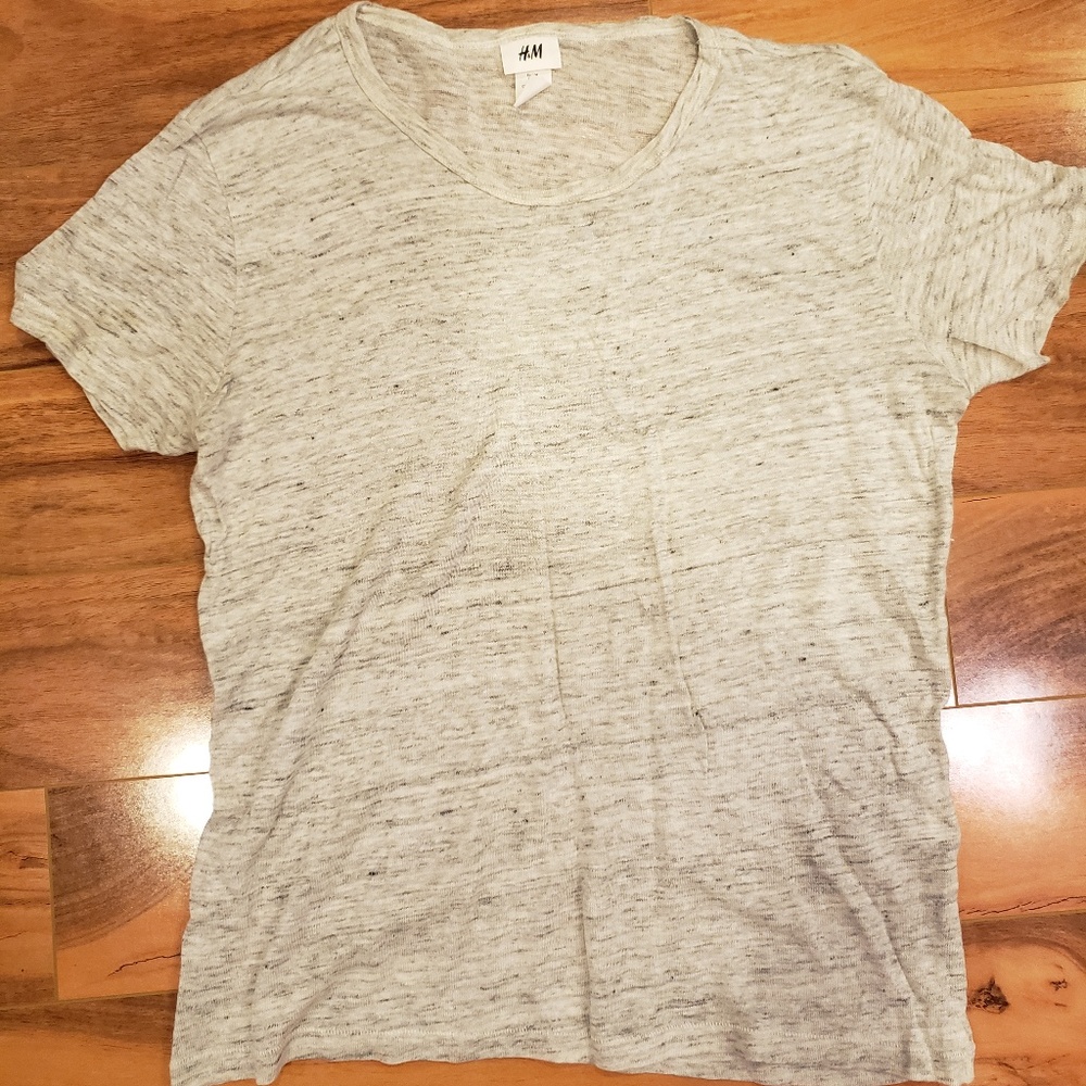 H&M Short Sleeve Slub Neck Linen T-Shirt